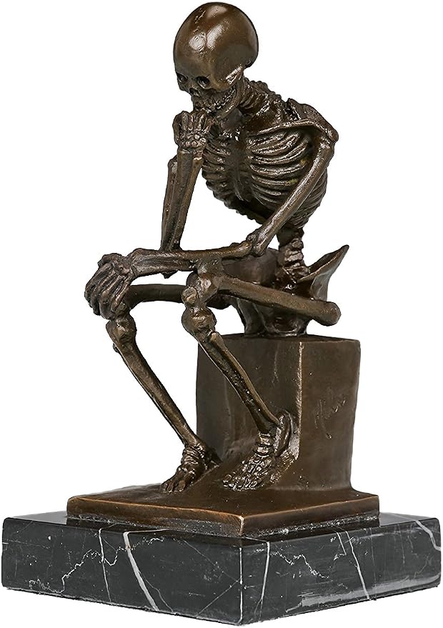 Skeleton Thinker Bronze Statues Sculptures Home Decor