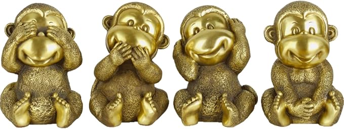 Bronze Four Wise Monkeys Sculpture Set
