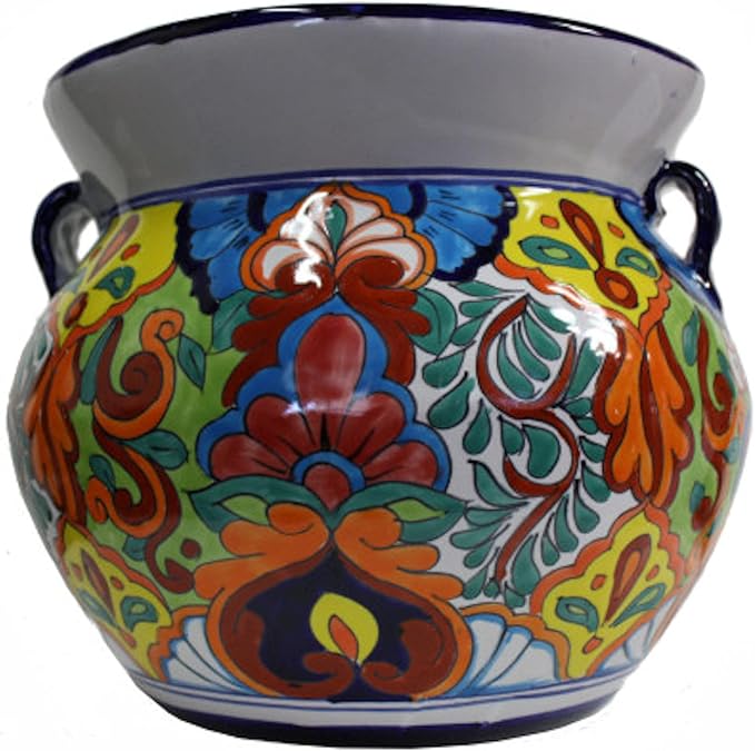 Rainbow Mexican Colors Talavera Ceramic Garden Pot