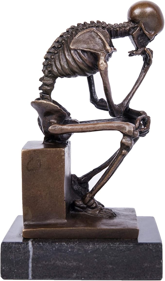 Skeleton Thinker Bronze Statues Sculptures Home Decor